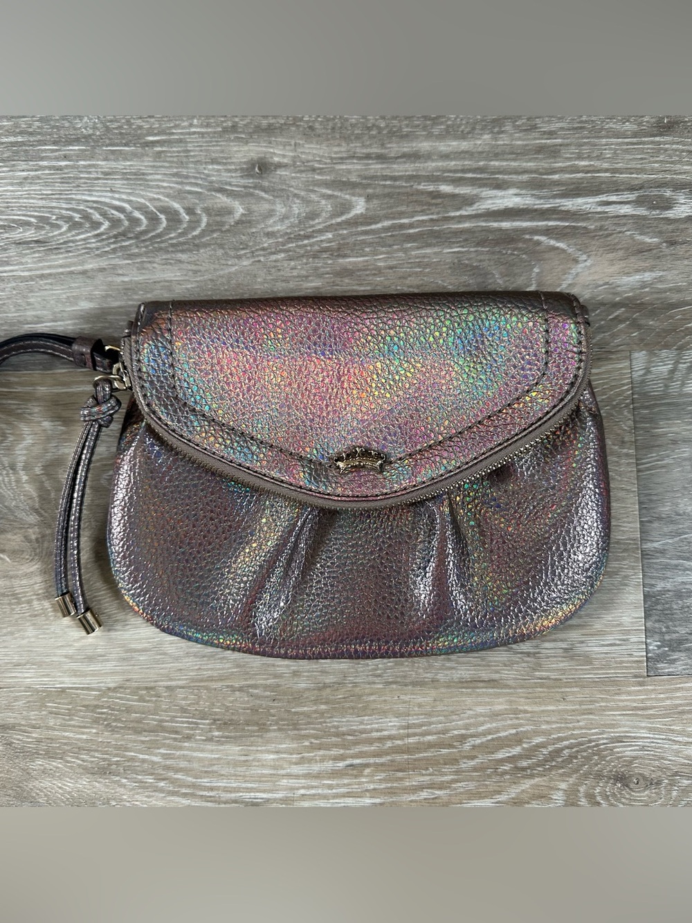 Pewter Rainbow holographic juicy couture clutch bracelet purse